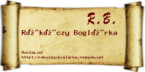 Rákóczy Boglárka névjegykártya